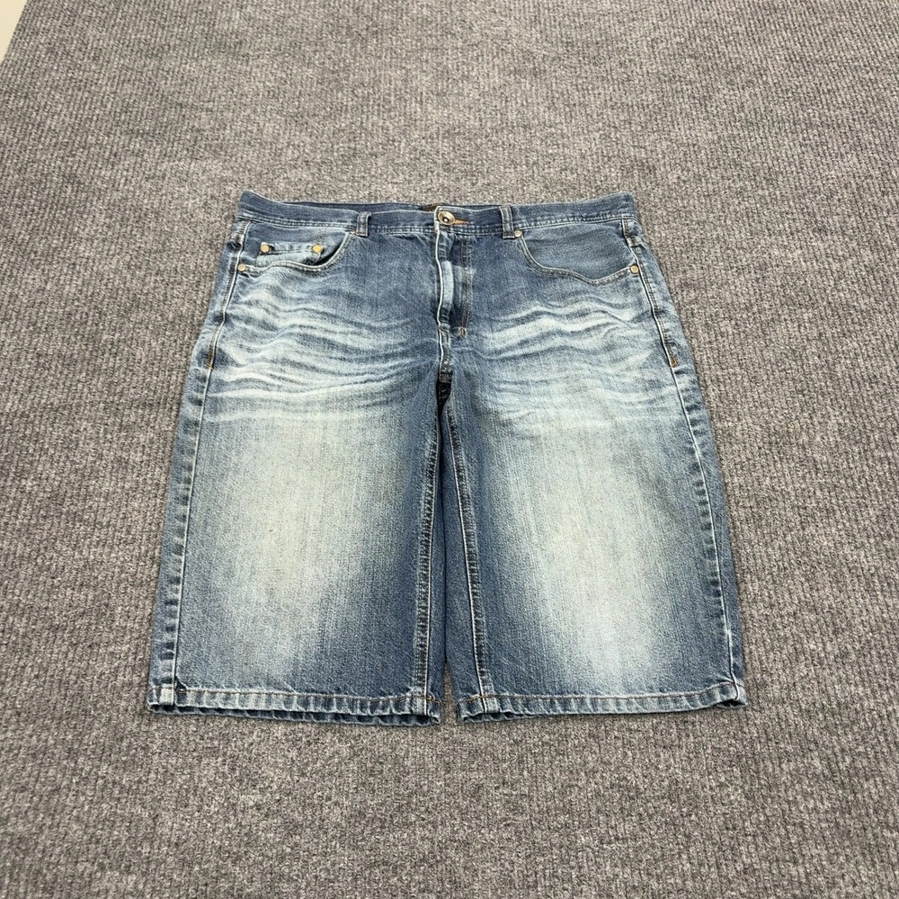 Helix Denim Shorts Mens 34 Blue Cotton Blend Distressed Baggy Jorts Y2K Style